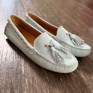 Coach Norfolk Nubuck Driving Moccasins Light Blue Studded Tassel Women's Size 7M